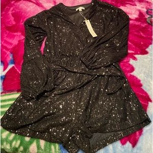 Black sequined romper